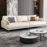 GAZZSI Leather Sofa Light Luxury Down Sofa Living Room Simple Modern Small Apartment Italian Minimalist First Floor Cowhide Sofa