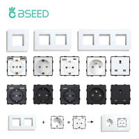 BSEED สหภาพยุโรป Fruk ผนังซ็อกเก็ตปลั๊กไฟ USB ซ็อกเก็ตประเภท-C ชิ้นส่วนคริสตัลแผงซ็อกเก็ตกรอบรวมกันฟรี