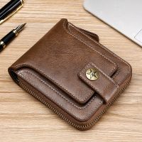 Money Credit Card Holders Small Mens Wallet Pu Leather Men Hasp Zipper Short Wallet Luxury Fashion Vintage Slim Male Purses