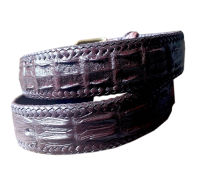 Belt-Buckle เข็มขัดหนังจระเข้แท้ พร้อมกับโหนกสวยๆ รุ่น 2 กระดูกคู่  (สีน้ำตาล) เป็นหนังแผ่นเดียวยาวตลอดเส้น 47 นิ้ว