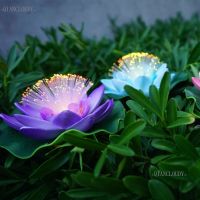 【YD】 5 pieces Artificial Optic fibre leaf flowers Floating Pond flower Pool wedding decoration C70