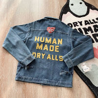 HUMAN MADE Denim แจ็คเก็ต Vintage หลวมผู้ชายผู้หญิงปักมนุษย์ทำคู่ Denim Top