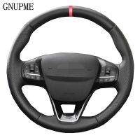 Black Car Steering Wheel Cover Volant Stuurhoes Volant for Ford Focus 4 2019 2020 Fiesta 17-19 Tourneo 2018 2019 New Focus Steering Wheels Accessories