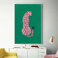 Modern Pink Tiger Green Art Canvas Paintings Animal Posters and Prints Wall Art Pictures for Living Room Wall Decoration Cuadros