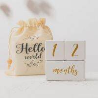 1set Baby Milestone Cards Wooden Block White Baby Birth Month Number Commemorative Milestone Souvenir Newborn Photo Accessories