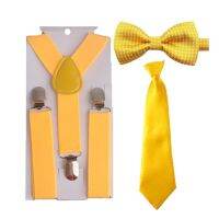 Hot Baby&amp;kids Children Toddler Yellow Bowtie Ties Suspenders Set Classic  Colorful Formal Party HHtr0007a08 Boys Clothing