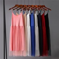 【CW】۞☢  Sleeveless Mesh Patchwork Spaghetti Tulle Elastic Female