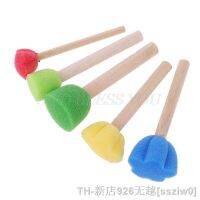 hot【DT】∏☢  5Pcs Round Sponge with Wood Handle Graffiti Painting Children Drop Shipping