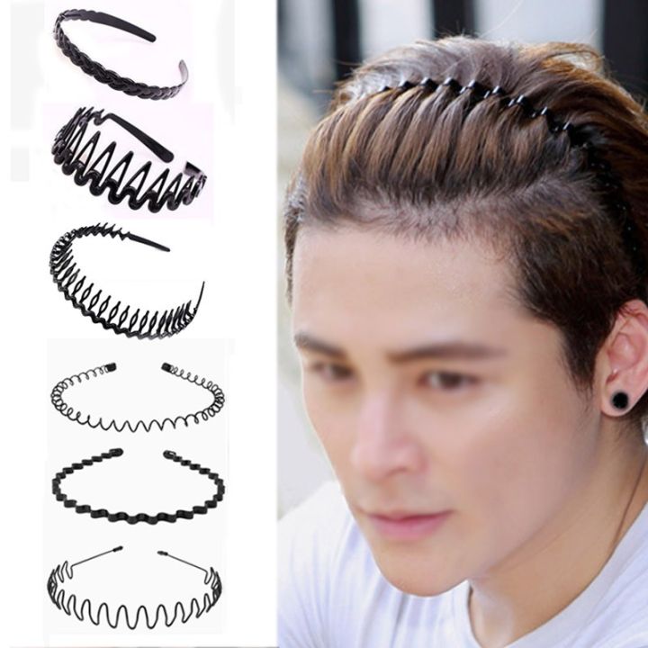 Zonomic Metal Hairband Men Women Spring Wavy Hair Hoop Unisex Black Wavy  Headband Slicked Back Headband Non Slip Sports Fitness Hairband | Lazada