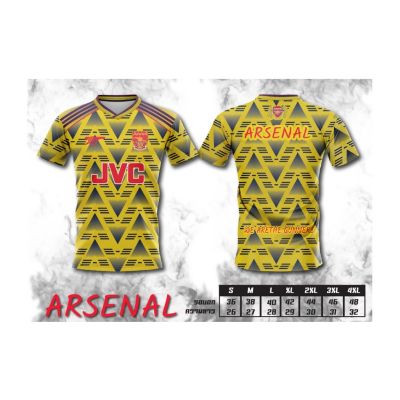 เสื้อพิมพ์ลาย ยอดฮิต ลาย อาเซนอล สีเหลือง JVC Arsenal