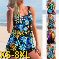 Dua Potong Baju Renang Wanita Set Tankini Musim Panas Desain Baru Cetan Baju Renang Longgar Paian Pantai Fashion Wanita Monokin XS-8XL