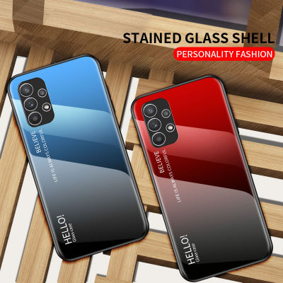 Samsung Galaxy A13 4G เคส Samsung A13กระจกเทมเปอร์เคสแข็งสีไล่โทนสีกันกระแทกโทรศัพท์ฝาหลังปลอก
