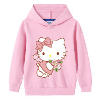 Kitty Cat Hoodie เด็ก Hoodie กับกระเป๋าชายหญิงเสื้อผ้าเด็กแฟชั่นแขนยาวสาวการ์ตูน100% ผ้าฝ้าย Autumn