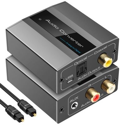 2X Analog to Digital Audio Converter RCA to Optical with Optical Cable Audio Digital Toslink and Coaxial Audio Adapter