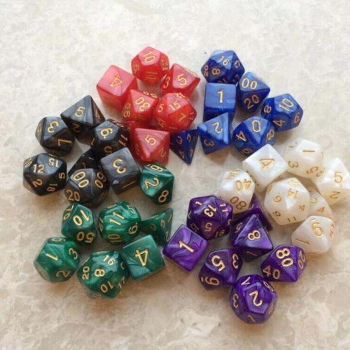 7ชิ้นเซ็ต17สี-multifaceted-ลูกเต๋า-d-amp-d-d4-d6-d8-d10-d-d20-polyhedral-trpg-เกมลูกเต๋าชุดเกมกระดาน-entertainment-ลูกเต๋า-sd