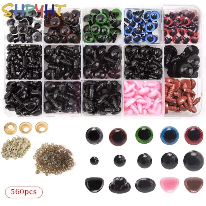 560Pcs/box Safety Eyes and Noses with Washers for Stuffed Animal Doll  Crochet Black Glitter Eyes for Crafts Bear Making | Lazada PH