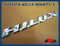 TOYOTA "HILUX" MIGHTY-X BODY EMBLEM "CHROME" STICKER  size 15.5x2 cm (1 SET) // โลโก้ HILUX ขนาด 15.5x2 ซม. สีเงิน ชุบโครเมี่ยม พร้อมกาวติด