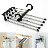 Multifunction 5 in 1 Pant rack shelves Stainless Steel Clothes Hangers Multi-functional Wardrobe Pants Hanger