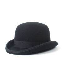 4Size 100% Wool Womens Mens Black Bowler Hat Gentleman CrushableTraditional Billycock Groom Hats Door Hardware Locks