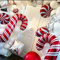 81pcsset Christmas Crutch Candy Foil Balloons Garland Arch Set Red Green Latex Balloon For Christmas New Year Party Decorations