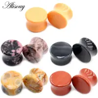 Alisouy 2pcs 3-30mm Nature Stone Ear Gauges Earrings Women Ear Plug Flesh Tunnel Expander Stretcher Body Piercing Jewelry Oreja