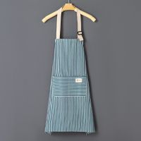 Cotton and linen striped apron unisex with 2 waist pockets kitchen chef waiter cooking apron Aprons