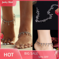 Jacky เครื่องประดับโซ่สร้อยข้อเท้า Gelang Kaki Lonceng ขนาดเล็กของดอกไม้เงินโบราณ1ชิ้น