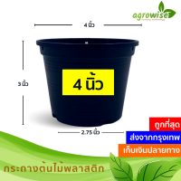 กระถางพลาสติก กระถางปลูกต้นไม้ กระถางต้นไม้พลาสติก กระถางดำ 4 นิ้ว กระบองเพชร สีดำ 50 ใบ