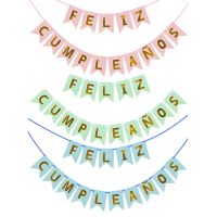 1Pcs Spanish Letter Flag Birthday Happy Birthday Banner Decorations for Kids Adult Birthday Party Backdrop Pendant Decor Banners Streamers Confetti