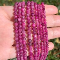 2 3 4mm Red Ruby Natural Gemstone Faceted Small Round Loose Spacer Beads For Jewelry Making Bracelet Necklace Wholesale 15inch Cables