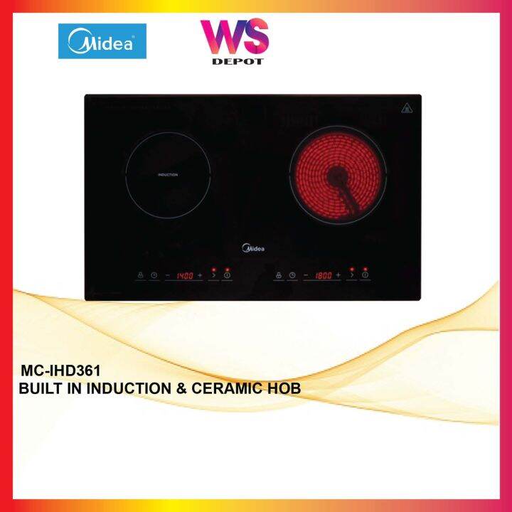 Midea MC-IHD361 Built-In Induction & Ceramic Hob With 1800W Dual Zones ...