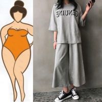 COD DSFGERRTYTRRE 【Plus Size】(40-165kg)Women Oversized Loose short-sleeved T-shirt two-piece set wide-leg pants casual sports suit