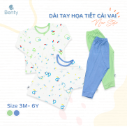 Bộ dài tay cài vai hình dạng, caro BENTY mềm mịn thoáng khí