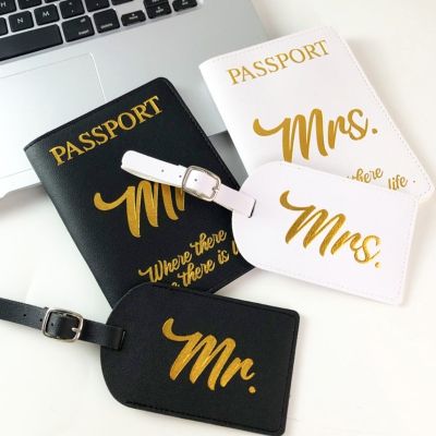 [hot]Mr Mrs Passport Holder Cover Luggage Tag Wallet PU Leather Card  Bride Wedding Travel Gift Drop Shipping