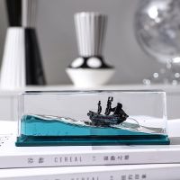 Black Pearl Ghost Cruise Ship Drift Bottle Fluid Hourglass Floating Boat Office Desktop Ornament Decompression Home Decor Gifts