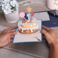 3D Pop Up Birthday Gift Card Greeting Cards for Business Kids Wife Husband Baby Shower 2 Colors