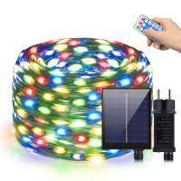 100M Large Solar Panel LED String Light Outdoor Fast Charge Fairy Lights 8 Modes Waterproof Christmas Wedding Party Garden Decor