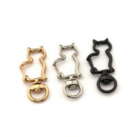 ✳₪❅ 1pcs Metal Cat Shape Snap Hook New Style Clips Spring Gate Leather Craft Tiny Pet Leash Bag Strap Webbing Keychain Hooks DIY