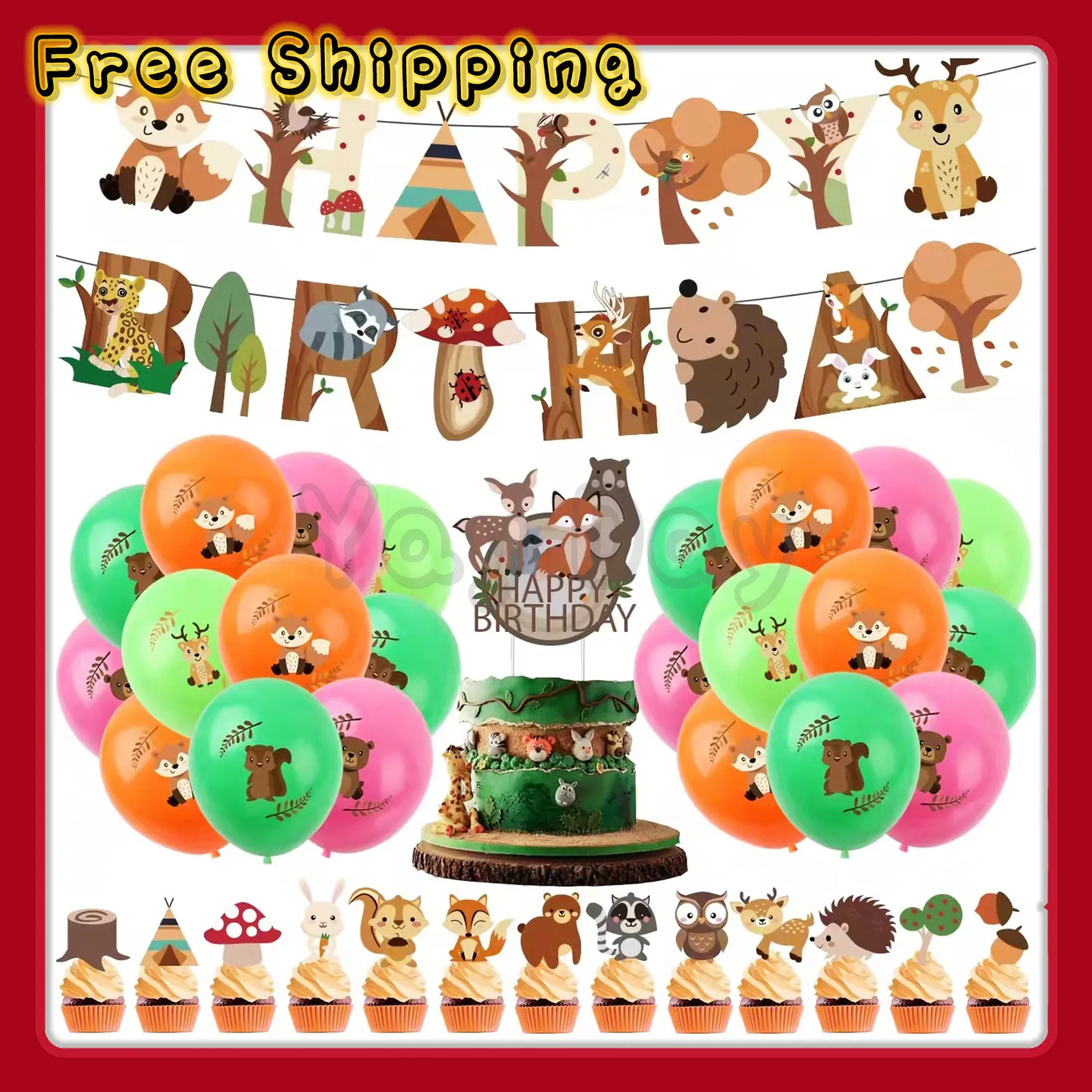 Same-day shipping] ⭐️35 pc Premium Jungle Safari Theme Birthday Party  Decorations Set Banner Balloons Cake Topper Party Supplies Kids Birthday  Party Needs | Lazada PH
