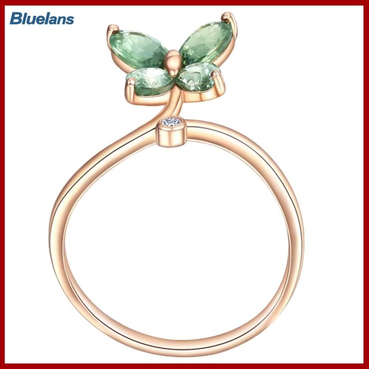 Bluelans®ของขวัญเครื่องประดับแหวนใส่นิ้วพลอยเทียมตัดรูปผีเสื้อสำหรับผู้หญิงในงานแต่งงานที่สง่างาม