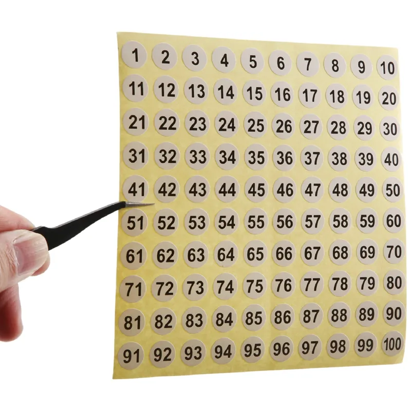 100 Sheets Number Labels Stickers 1-100 Numbers Round Stickers 0.4 Inch  Small Self-Adhesive Number Labels for Office