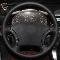 DIY Black Faux Leather Car Accessories Steering Wheel Cover For Toyota Land Cruiser Prado 120 Tacoma 4Runner Hilux Highlander Steering Wheels Accessor