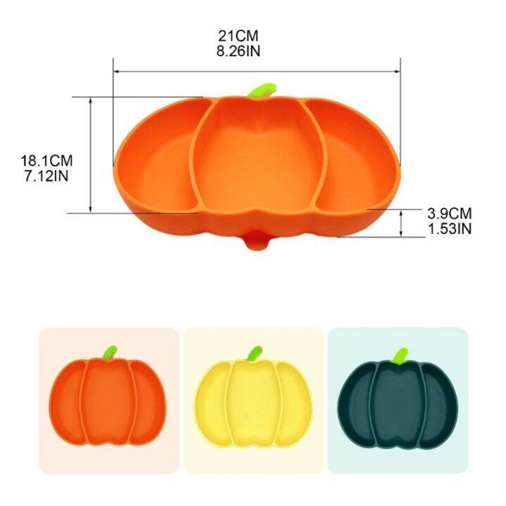 suction-plate-for-baby-toddler-halloween-pumpkin-silicone-feeding-plate-3-divided-plates-kid-feeding-bowl-tableware