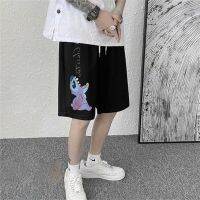 COD SDFERTREWWE M-8XL Stitch cartoon print shorts men and women trend straight loose five-point pants summer ins tide brand casual wild beach pants