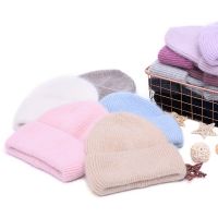 {Hat Shop} หมวกลำลองผู้หญิงหมวกขนสัตว์กระต่ายจริงหมวกแคชเมียร์ผู้หญิงฤดูใบไม้ร่วงฤดูหนาวสามพับถักหนาหมวกทรง Beanie กะโหลกสำหรับเด็กผู้หญิง