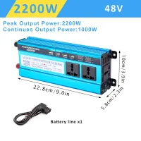 อินเวอร์เตอร์พลังงานแสงอาทิตย์สำหรับรถยนต์12/24/48V 220V 2200W อินเวอร์เตอร์หม้อแปลงแปลงแรงดันไฟฟ้าที่ชาร์จเครื่องแปลงไฟพลังงานแสงอาทิตย์4 USB สำหรับรถบ้าน