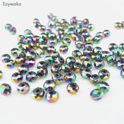 Isywaka Green Purple Color 3x4mm 125pcs Rondelle Austria faceted Crystal Glass Beads Loose Spacer Round Beads for Jewelry Making