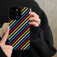 เคสโทรศัพท์มีแถบสีสำหรับ iPhone 14/13/12/11 Pro Max 12 13 Mini 6 6S 7 8 Plus X XR XS Max เคสโทรศัพท์แบบนิ่มกันกระแทกพร้อมคลุมทั้งหมดฝาครอบป้องกันกล้องเลนส์