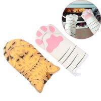 3D Cartoon Cat Paws Oven Mitts Long Cotton Baking Insulation Gloves Non-slip Cute Microwave Heat Resistant Kitchen Gloves