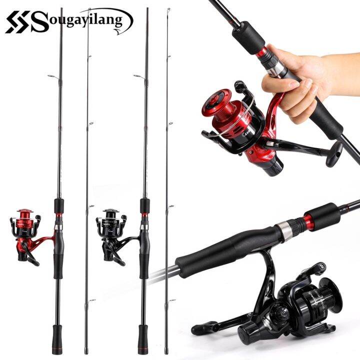 Sougayilang Fishing Rod 1.8m-2.1m 2 Sections Spinning And 5.2:1 5-10lb ...